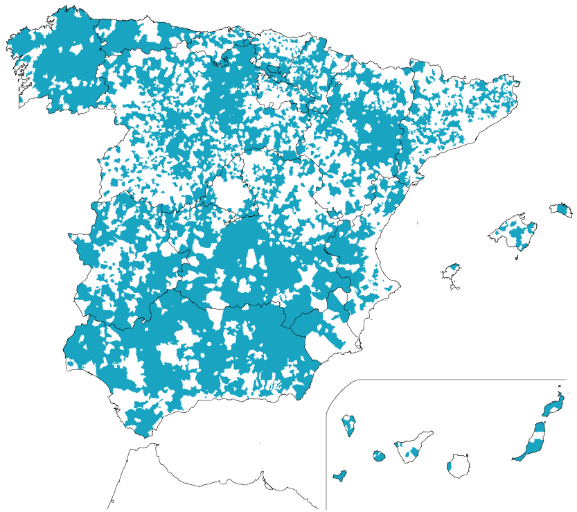 Mapa municipios con recogida en el medio rural